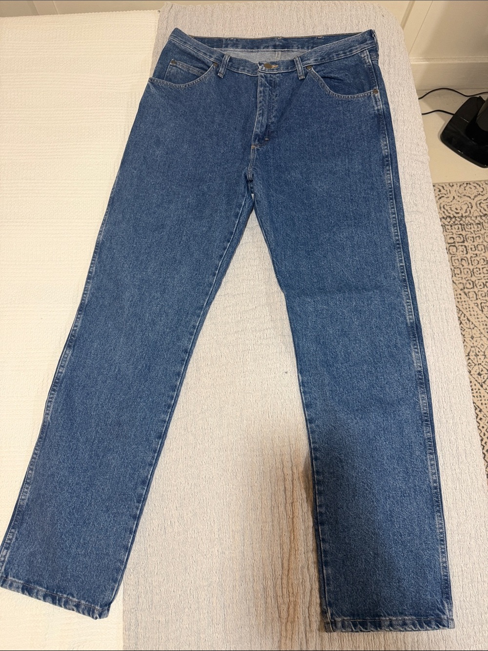 Wrangler Men's Straight Jeans in Blue Denim